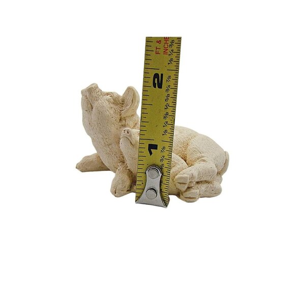 Vintage Stone Critters White Pig Hog w/ Baby Figurine Piglet Farmhouse 2x2" - Picture 9 of 9